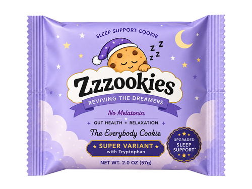 Zzzookies Super Zzzookies (The Everybody Cookie) single-serve pack, shown on a transparent background